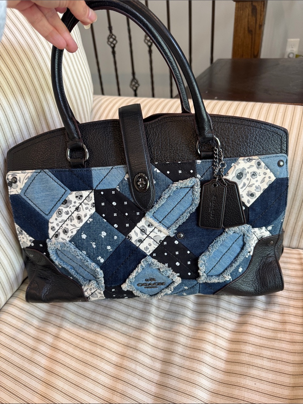 Coach Mercer Satchel in Canyon Quilt Denim shoulder bag handbag